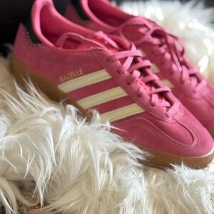 Adidas Pink Suede Sneakers with Classic Stripes